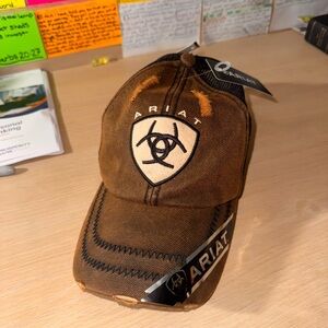 Brown Ariat Distressed Trucker Cap